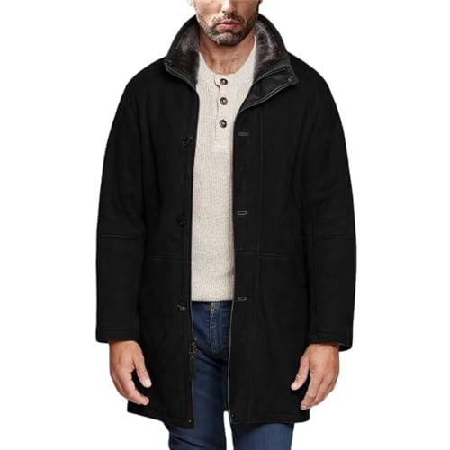 Amazon.com: CHXLQQX Mens Faux Fur Shearling Coat with Lapel